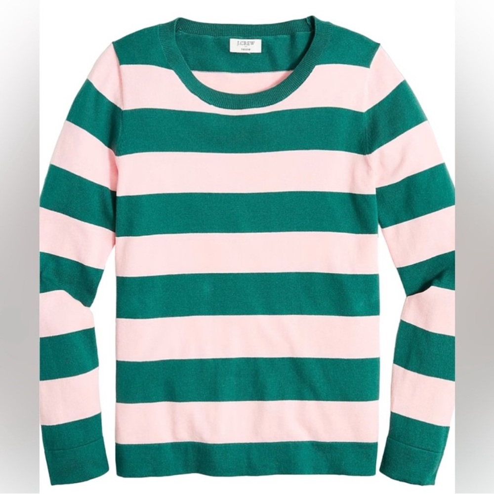 J.Crew Teddie Green and Pink Sweater